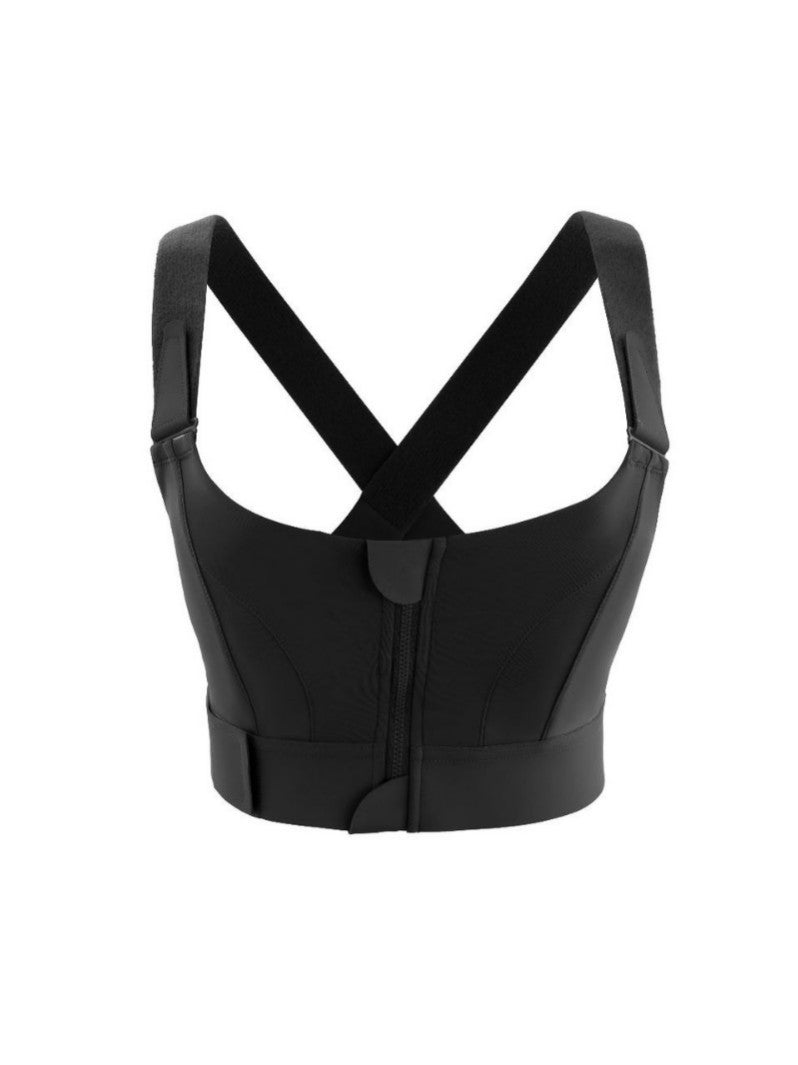 Velcro Adjustable Sports Bra Front Zipper High Strength Shockproof Women'S Large Size Fitness Breathable Underwear - Image 2